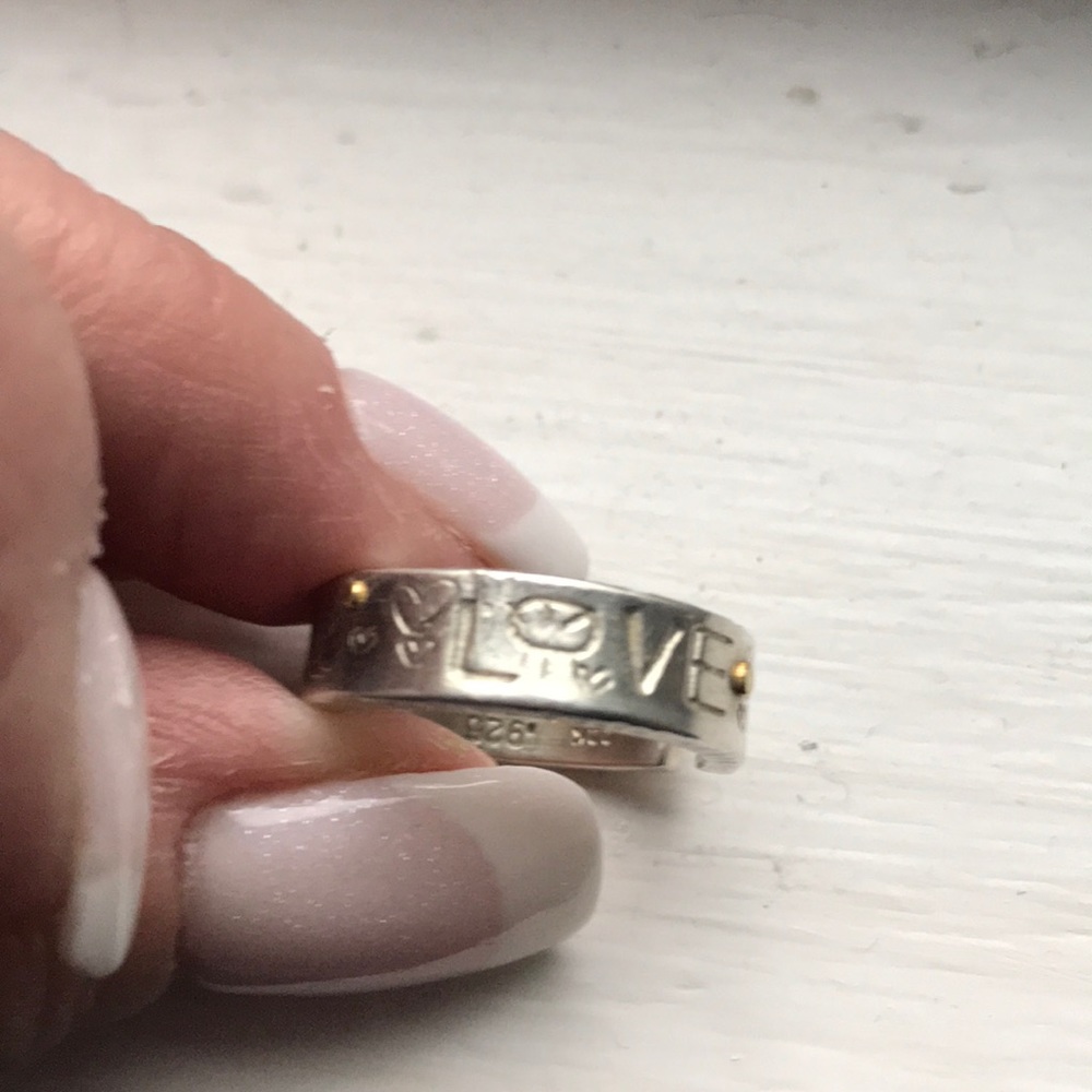 Sterling Silver & 22k Gold Handmade One of a Kind LOVE RING “Corset” Band Sz 6